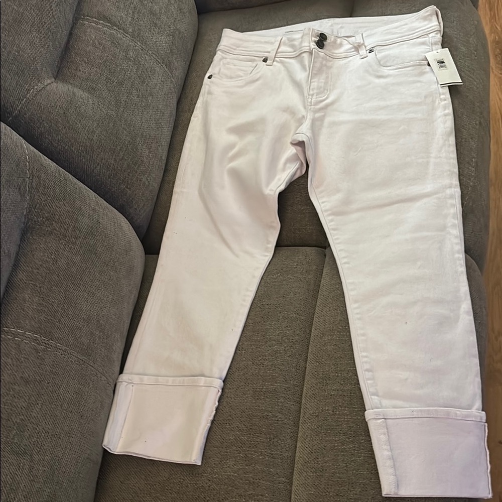 Kut from the Kloth White Cropped Ankle Jeans